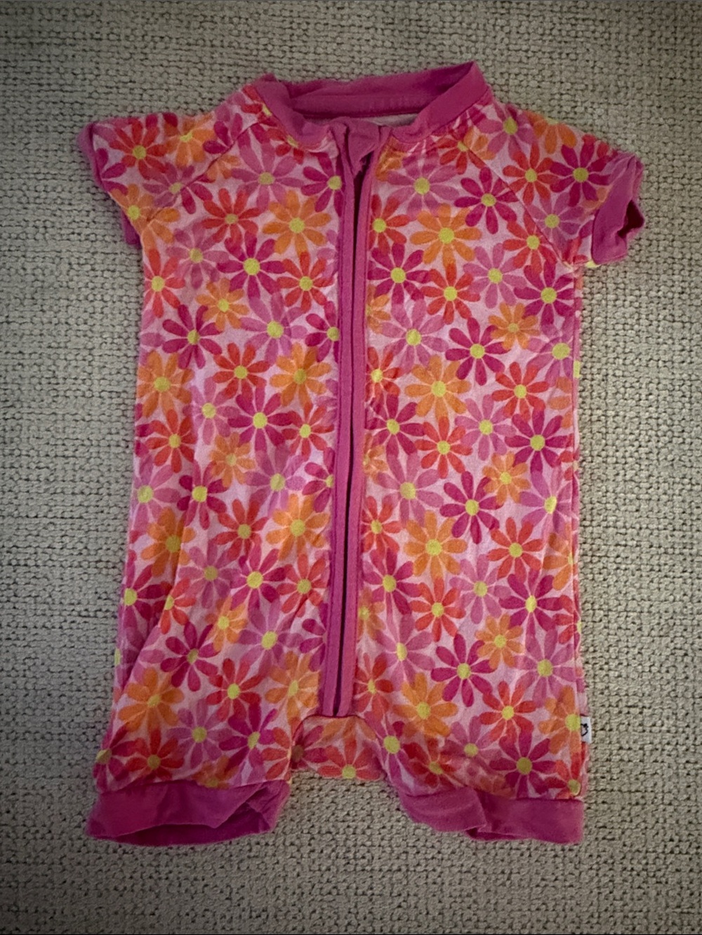 Girls' Pink Floral Zip-Front Swim One-Piece